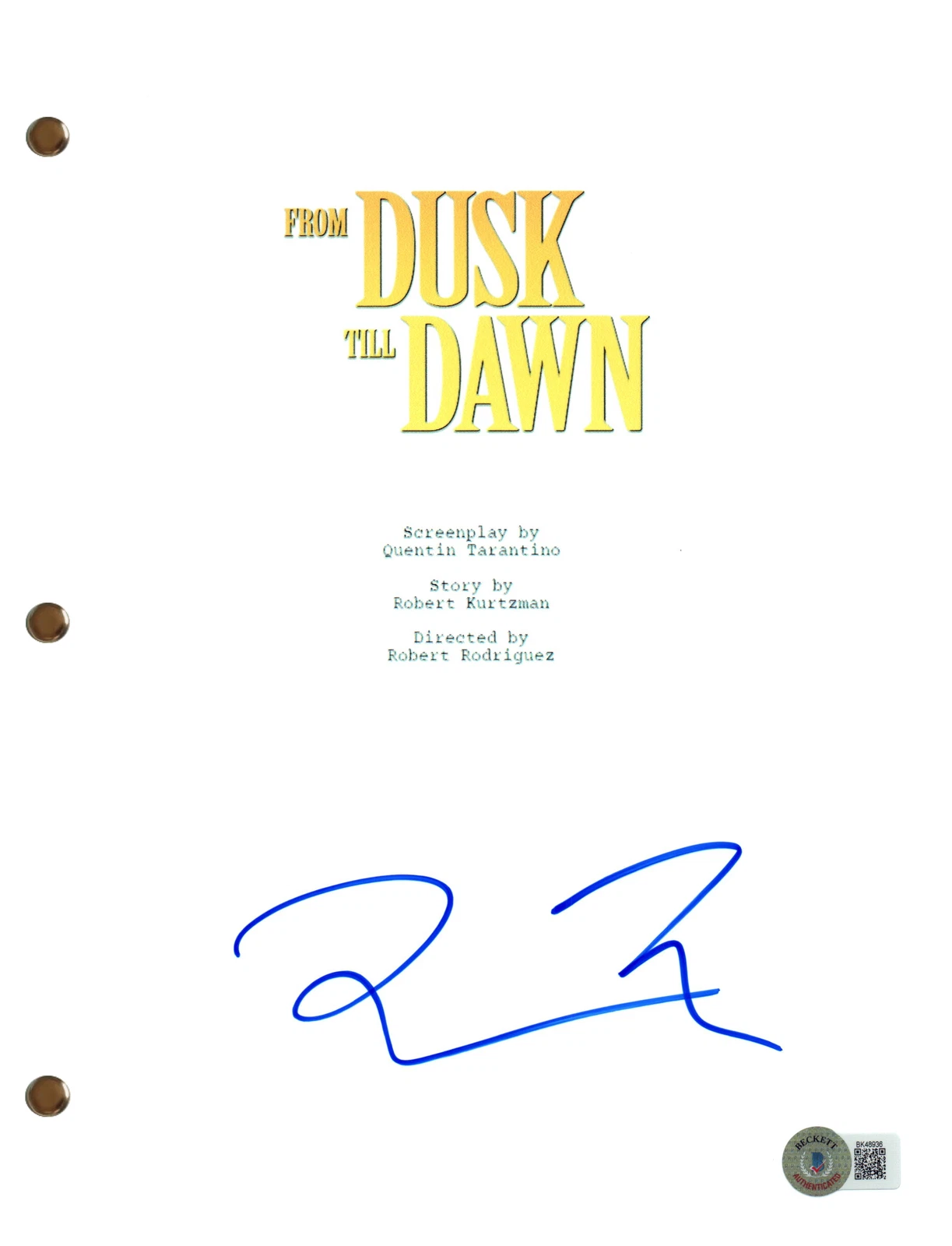 Quentin Tarantino Signed Autograph From Dusk Till Dawn Movie Script Beckett COA