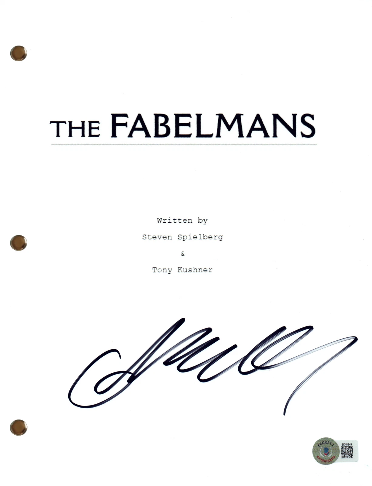 Gabriel LaBelle Signed Autograph The Fabelmans Movie Script Screenplay BAS COA