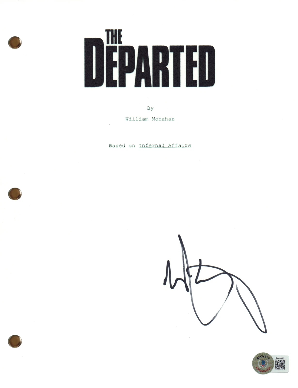 Mark Wahlberg Signed Autograph The Departed Movie Script Screenplay Beckett COA