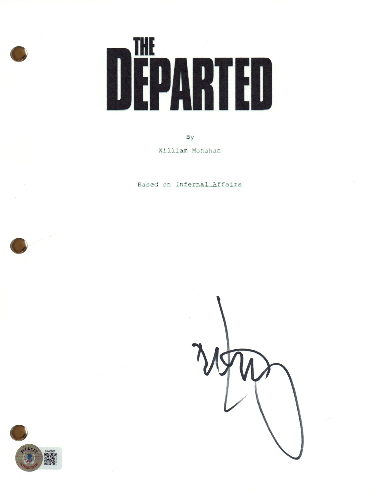 Mark Wahlberg Signed Autograph The Departed Movie Script Screenplay Beckett COA