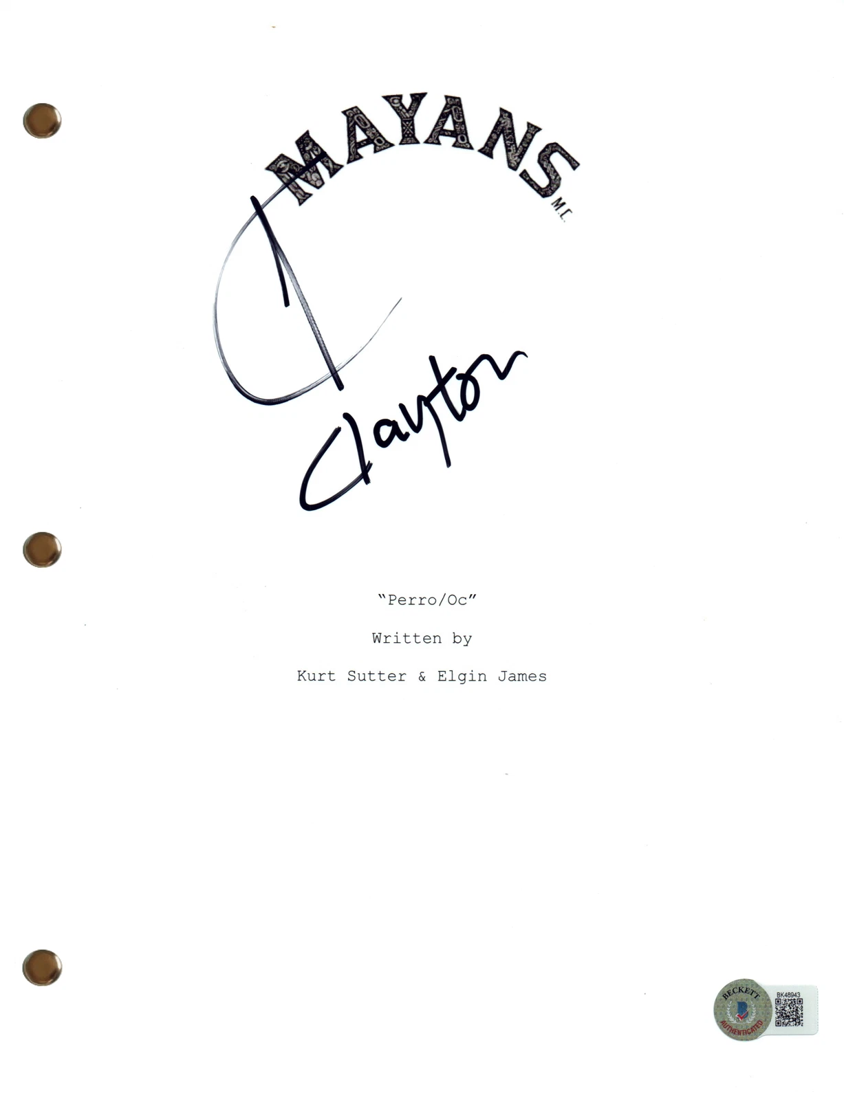 Clayton Cardenas Signed Autograph Mayans M.C. Pilot Episode Script Beckett COA