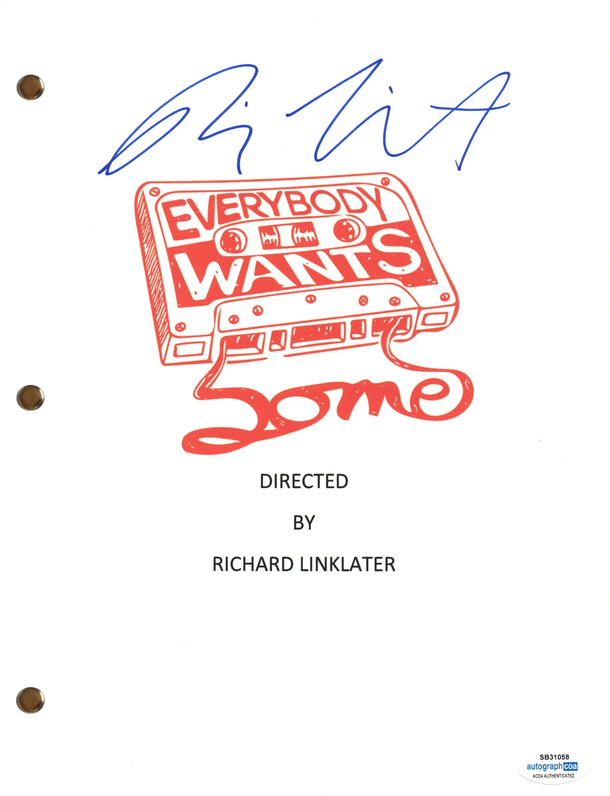 Richard Linklater Signed Autograph Everybody Wants Some Script Screenplay ACOA