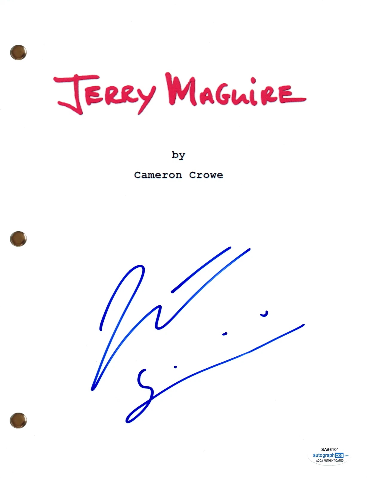 Jonathan Lipnicki Signed Autograph Jerry Maguire Movie Script Screenplay ACOA