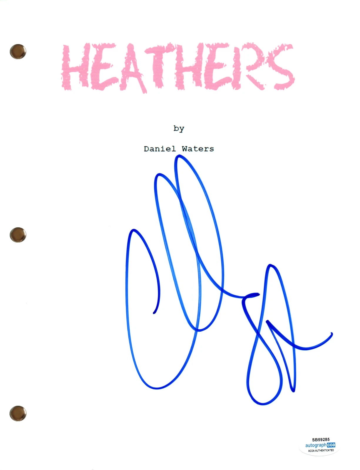 Christian Slater Signed Autograph Heathers Full Movie Script Screenplay ACOA COA