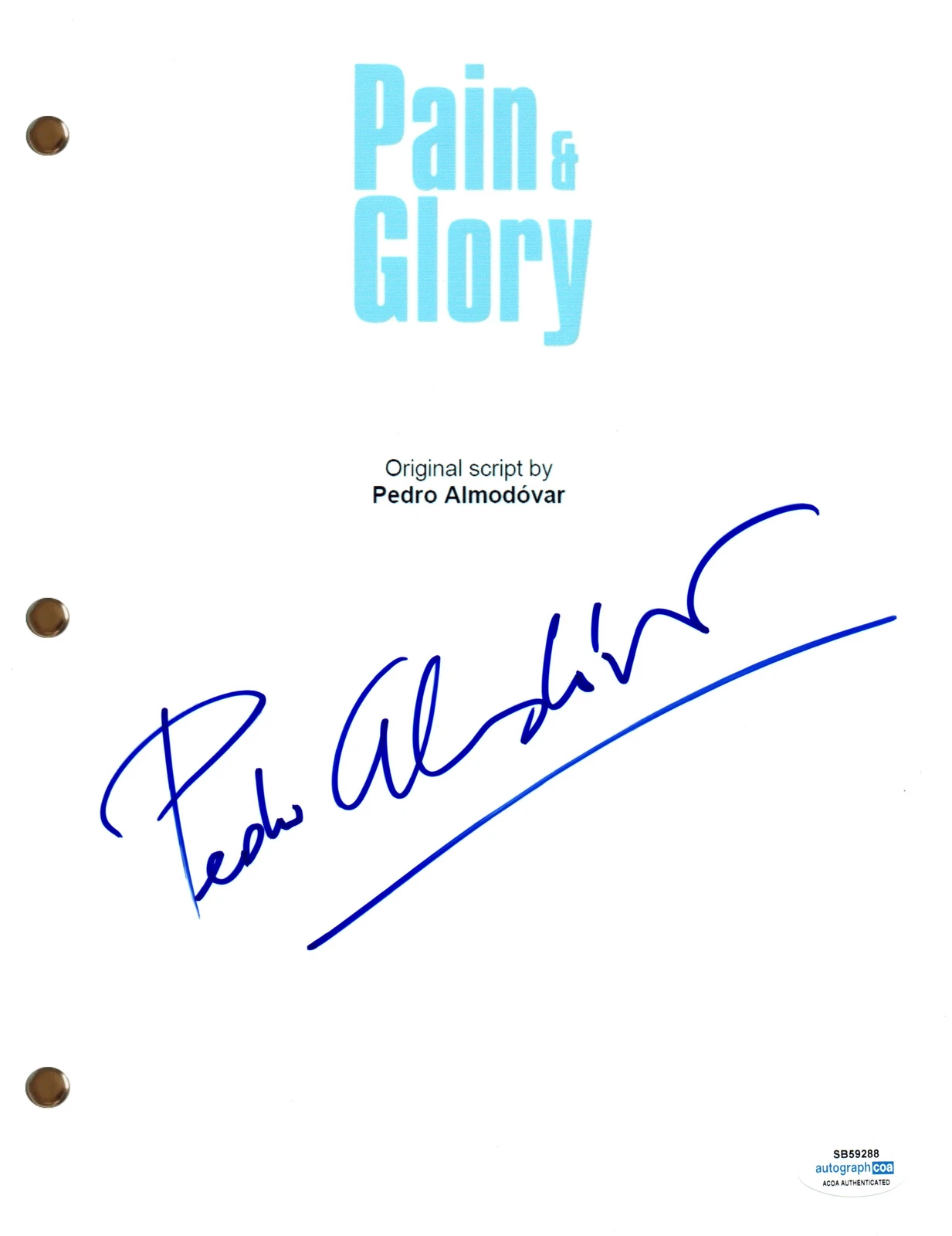 Pedro Almodovar Signed Autograph Pain & Glory Movie Script Screenplay ACOA COA
