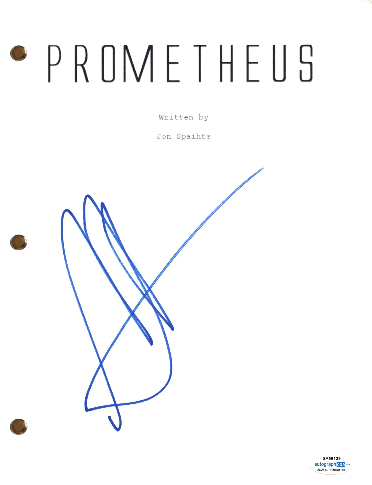 Noomi Rapace Signed Autograph Prometheus Movie Script Full Screenplay ACOA COA