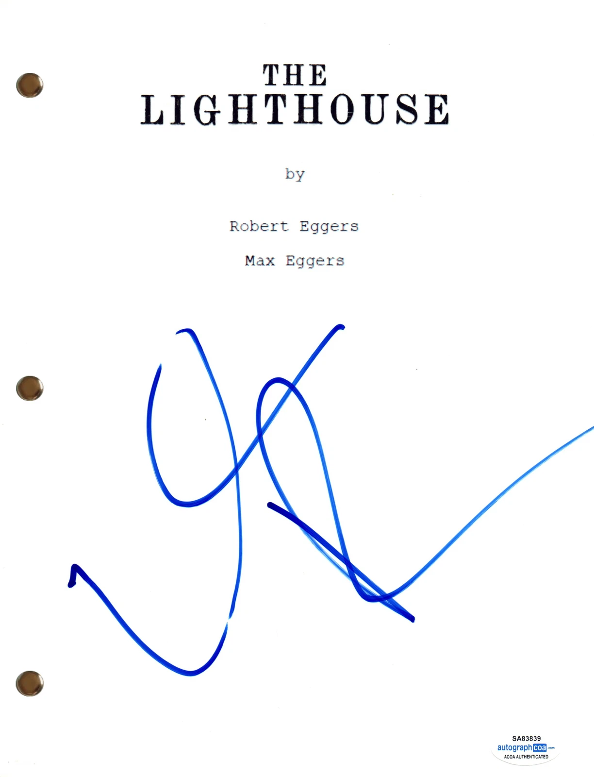 Willem Dafoe Signed Autograph The Lighthouse Movie Script Screenplay ACOA COA
