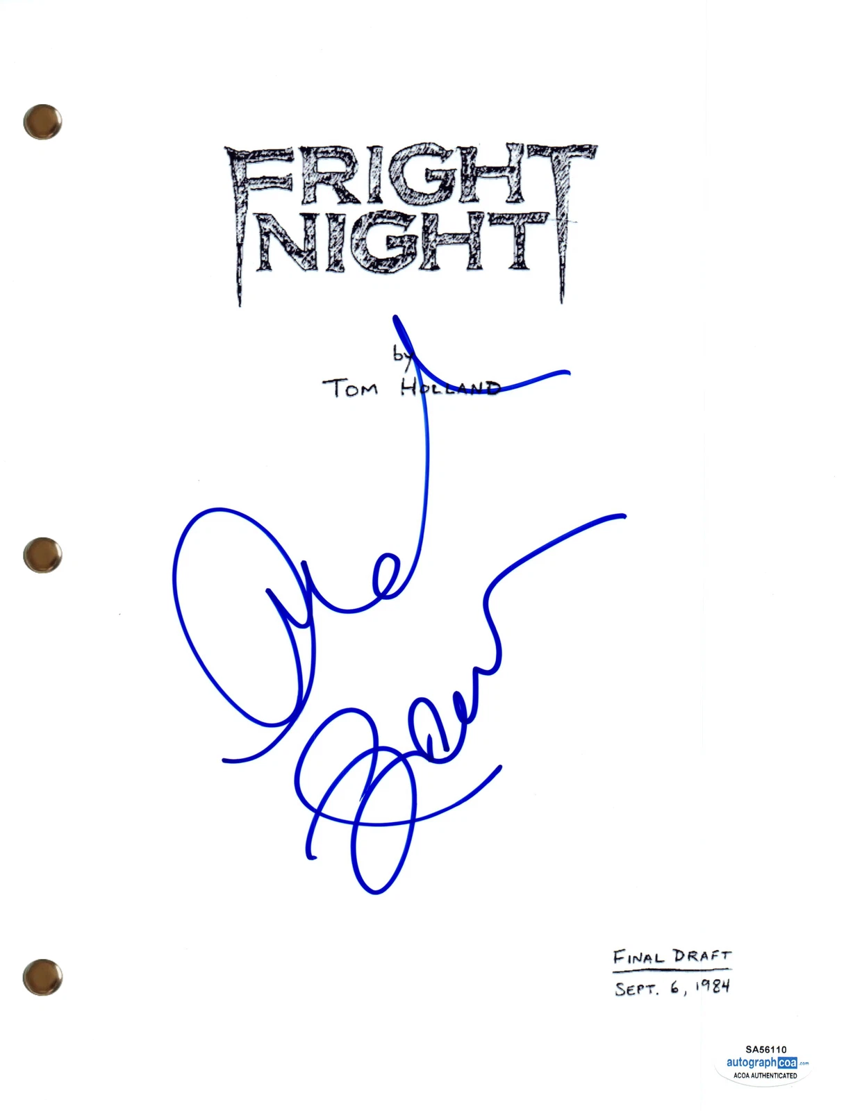 Amanda Bearse Signed Autographed Fright Night Movie Script Full Screenplay ACOA