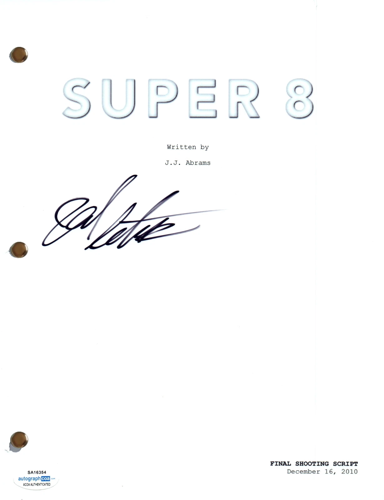 Joel Courtney Signed Autographed Super 8 Movie Script Full Screenplay ACOA COA