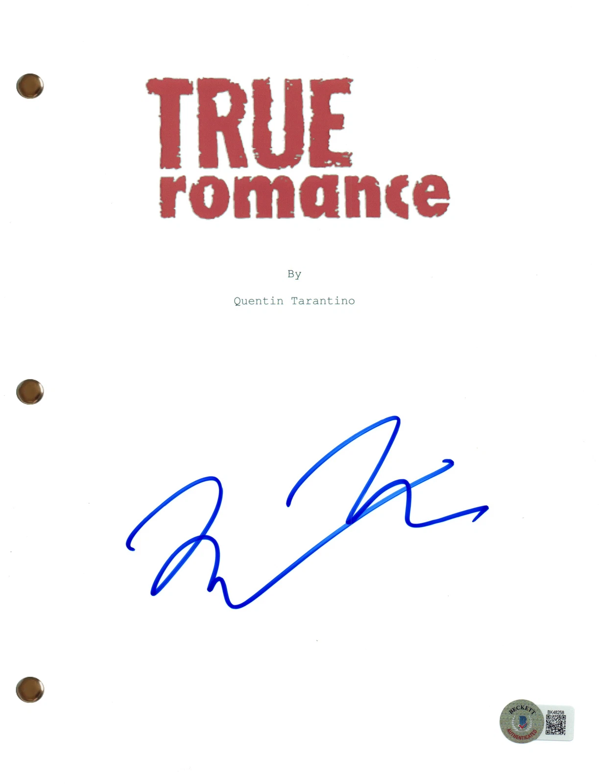 Quentin Tarantino Signed Autograph True Romance Full Movie Script Beckett COA