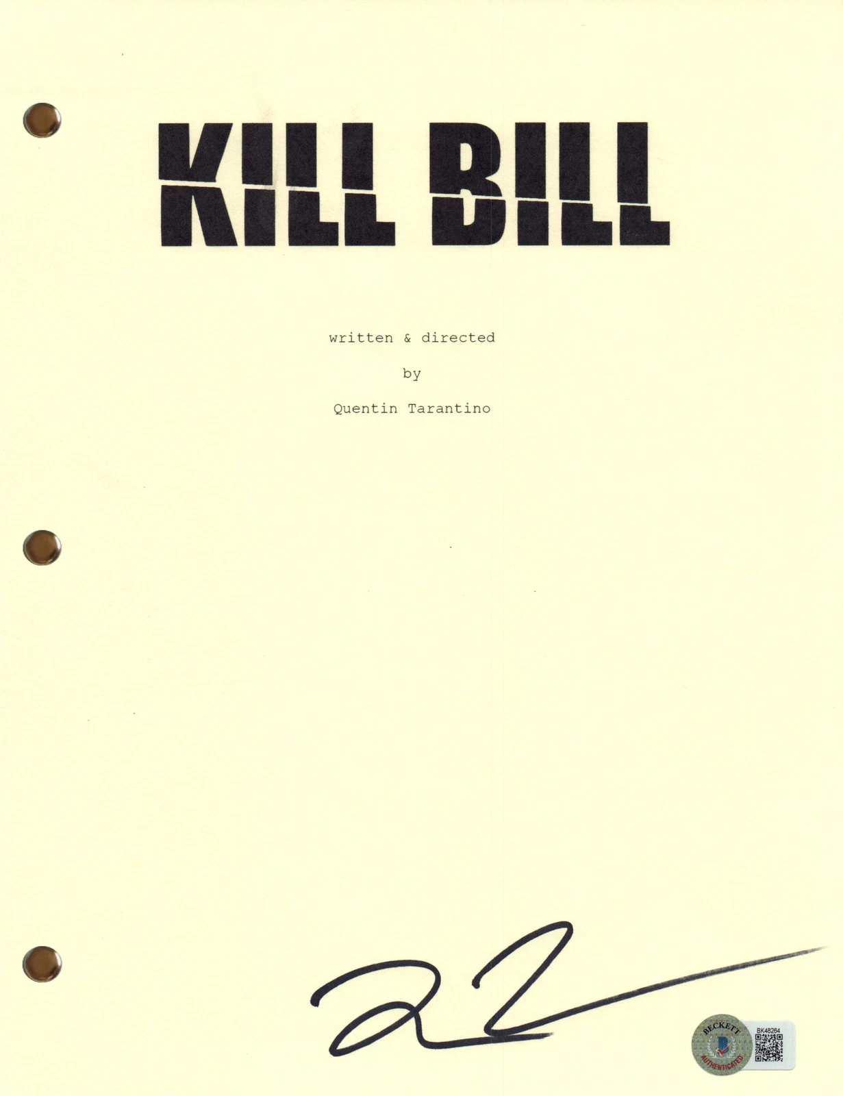Quentin Tarantino Signed Autograph Kill Bill Movie Script Screenplay Beckett COA