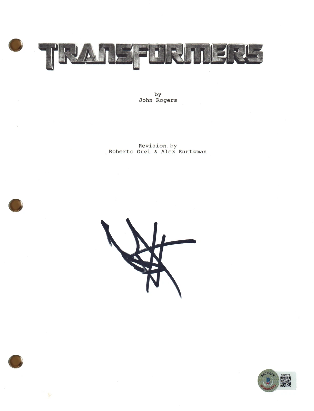Shia LaBeouf Signed Autograph Transformers Movie Script Screenplay Beckett COA