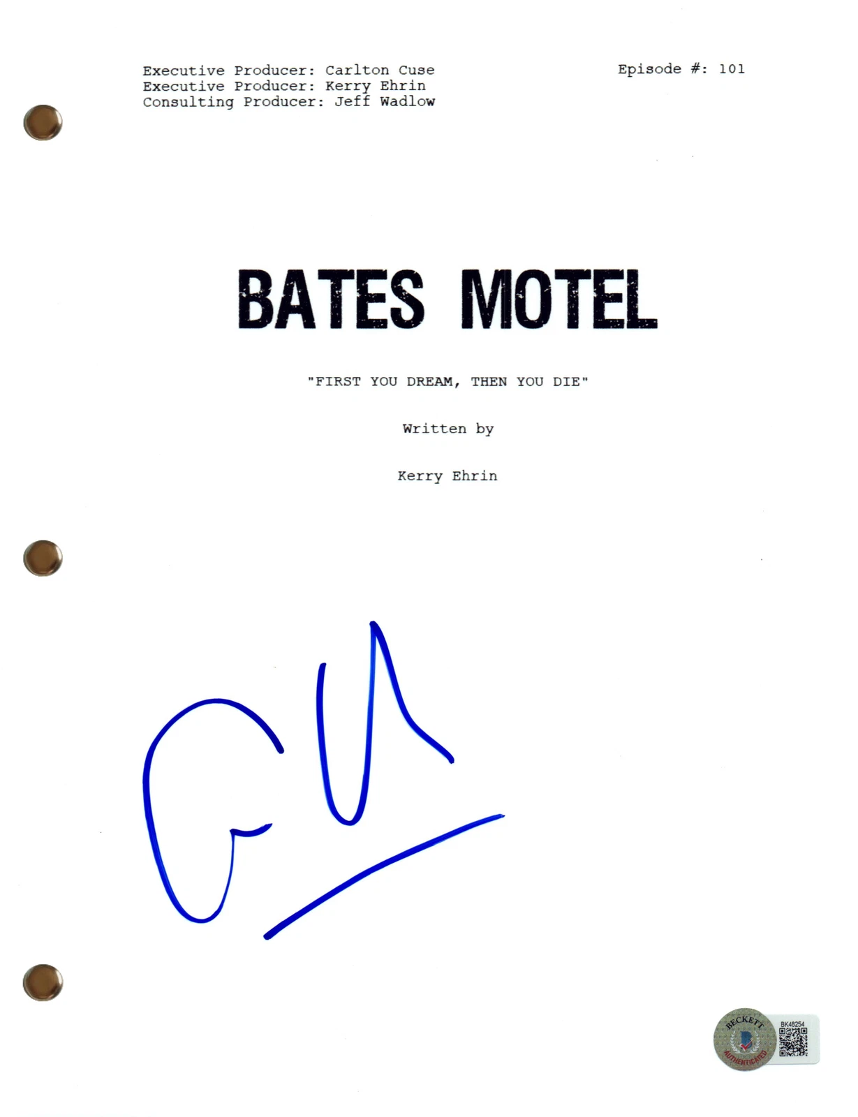 Freddie Highmore Signed Autograph Bates Motel Pilot Episode Script Beckett COA