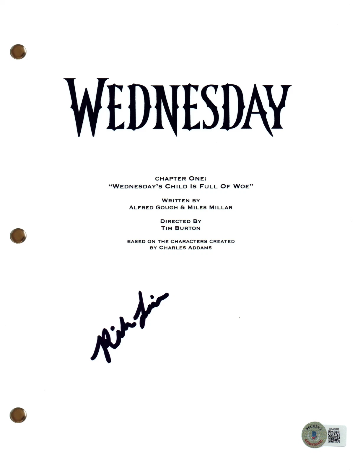 Riki Lindhome Signed Autograph Wednesday Pilot Episode Script Screenplay BAS COA
