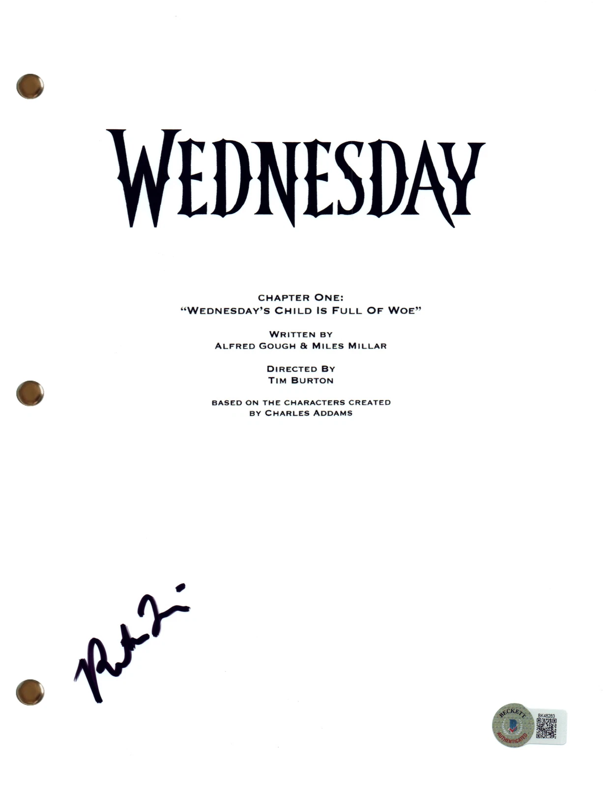 Riki Lindhome Signed Autograph Wednesday Pilot Episode Script Screenplay BAS COA