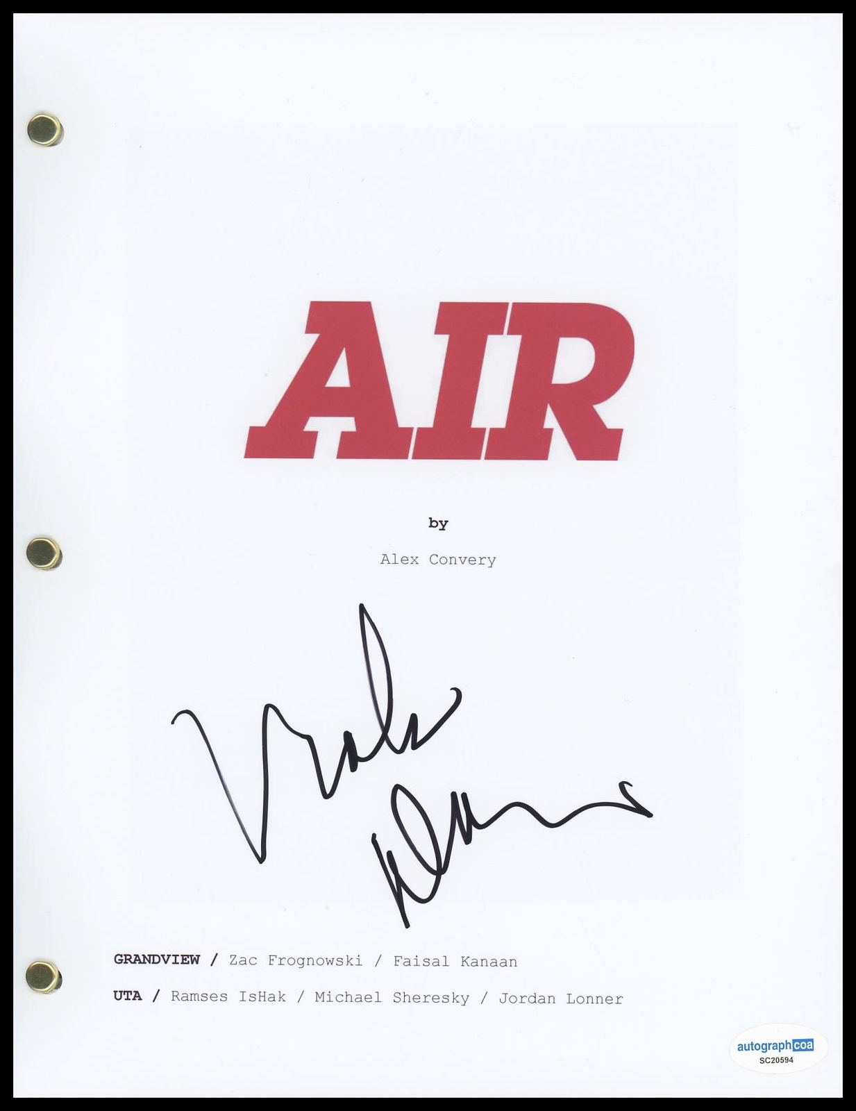 VIOLA DAVIS “AIR” AUTOGRAPH SIGNED ‘DELORIS JORDAN’ FULL SCRIPT SCREENPLAY ACOA COLLECTIBLE MEMORABILIA