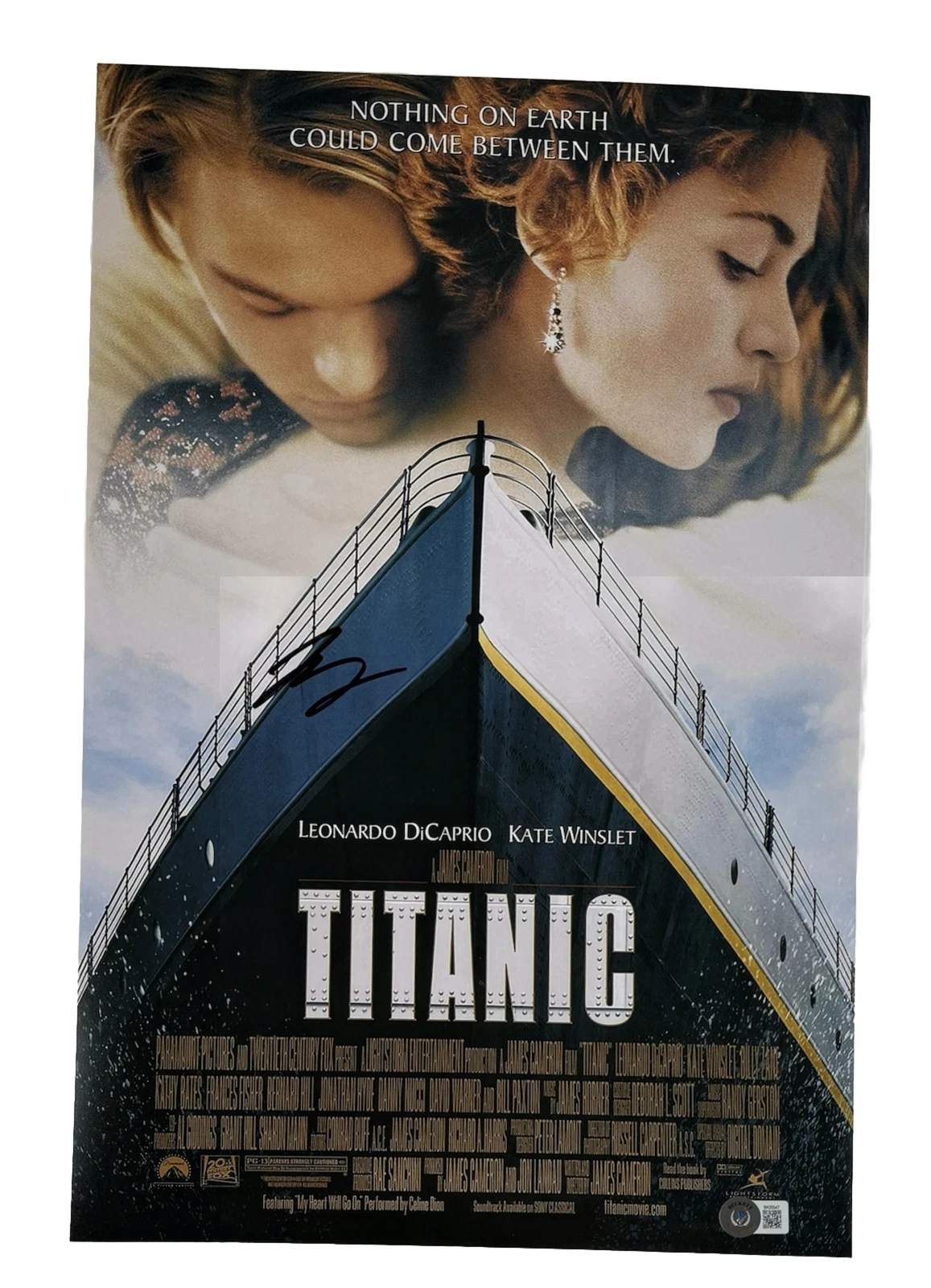 Leonardo DiCaprio Signed Titanic Movie Poster 12x18 Photo Autograph Beckett COA
