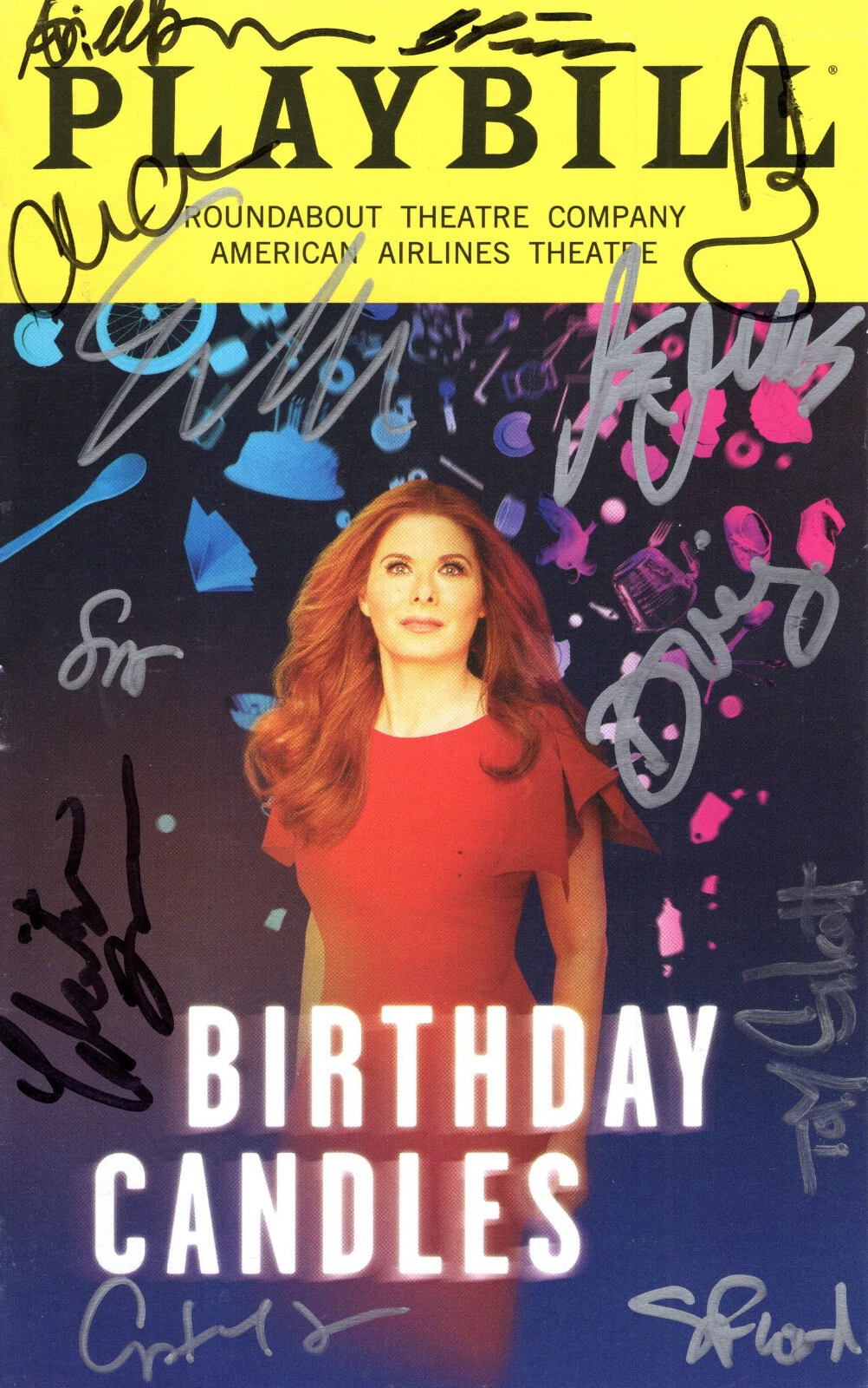 BIRTHDAY CANDLES HAND SIGNED NYC PLAYBILL+COA SIGNED BY CAST DEBRA MESSING
