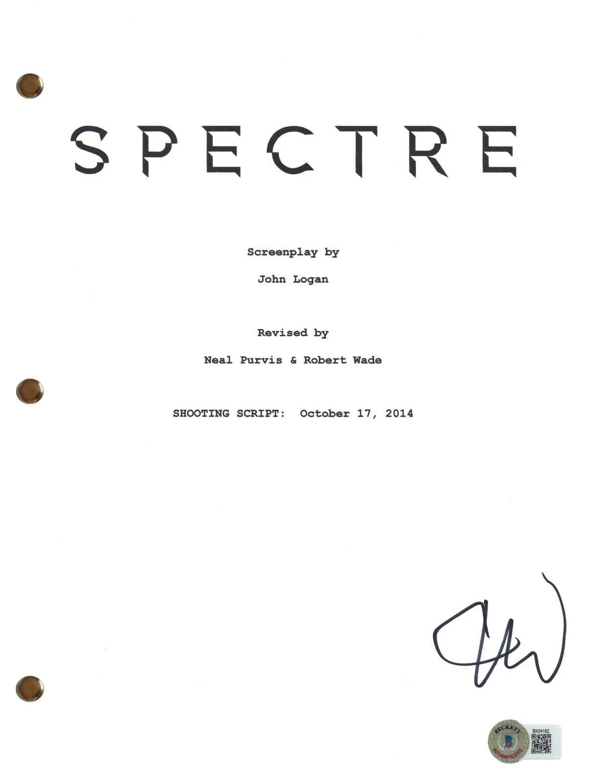 Christoph Waltz Signed Autograph Spectre Movie Script James Bond Beckett COA