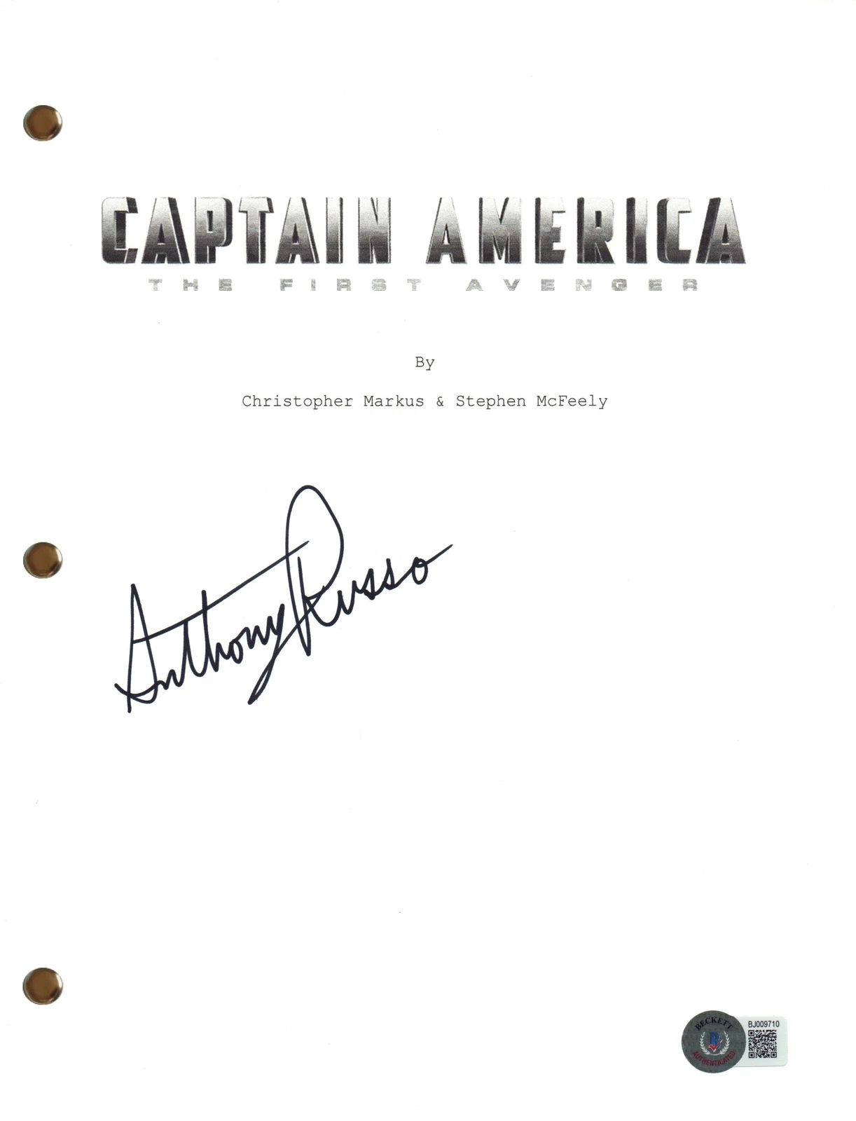 Anthony Russo Signed Autograph Captain America The First Avenger Script BAS COA