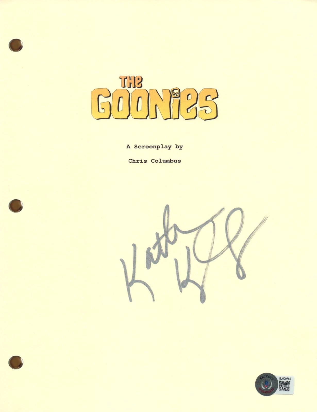 Kathleen Kennedy Signed Autograph The Goonies Movie Script Screenplay BAS COA