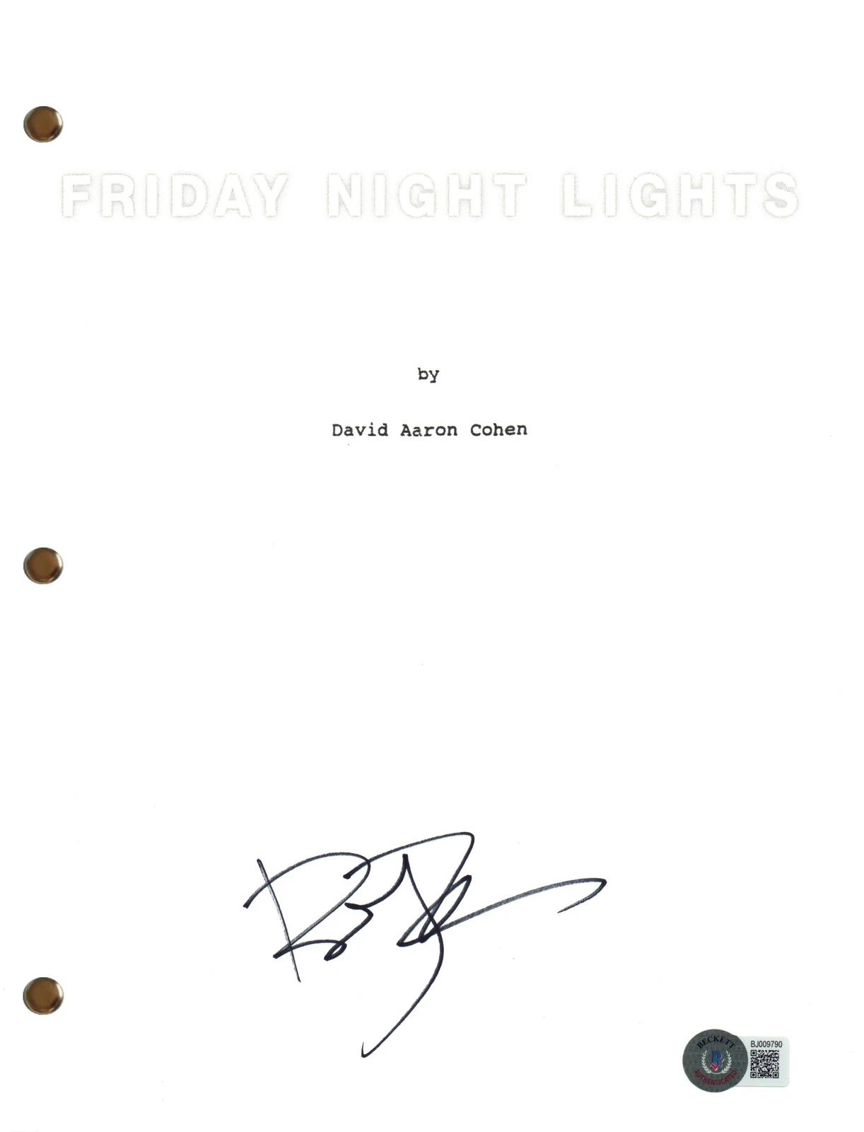 Billy Bob Thornton Signed Autograph Friday Night Lights Movie Script Beckett COA