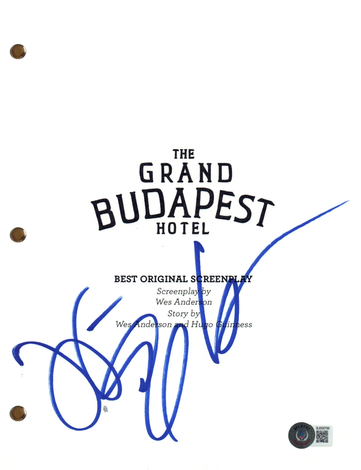 Jeff Goldblum Signed Autograph The Grand Budapest Hotel Movie Script Beckett COA