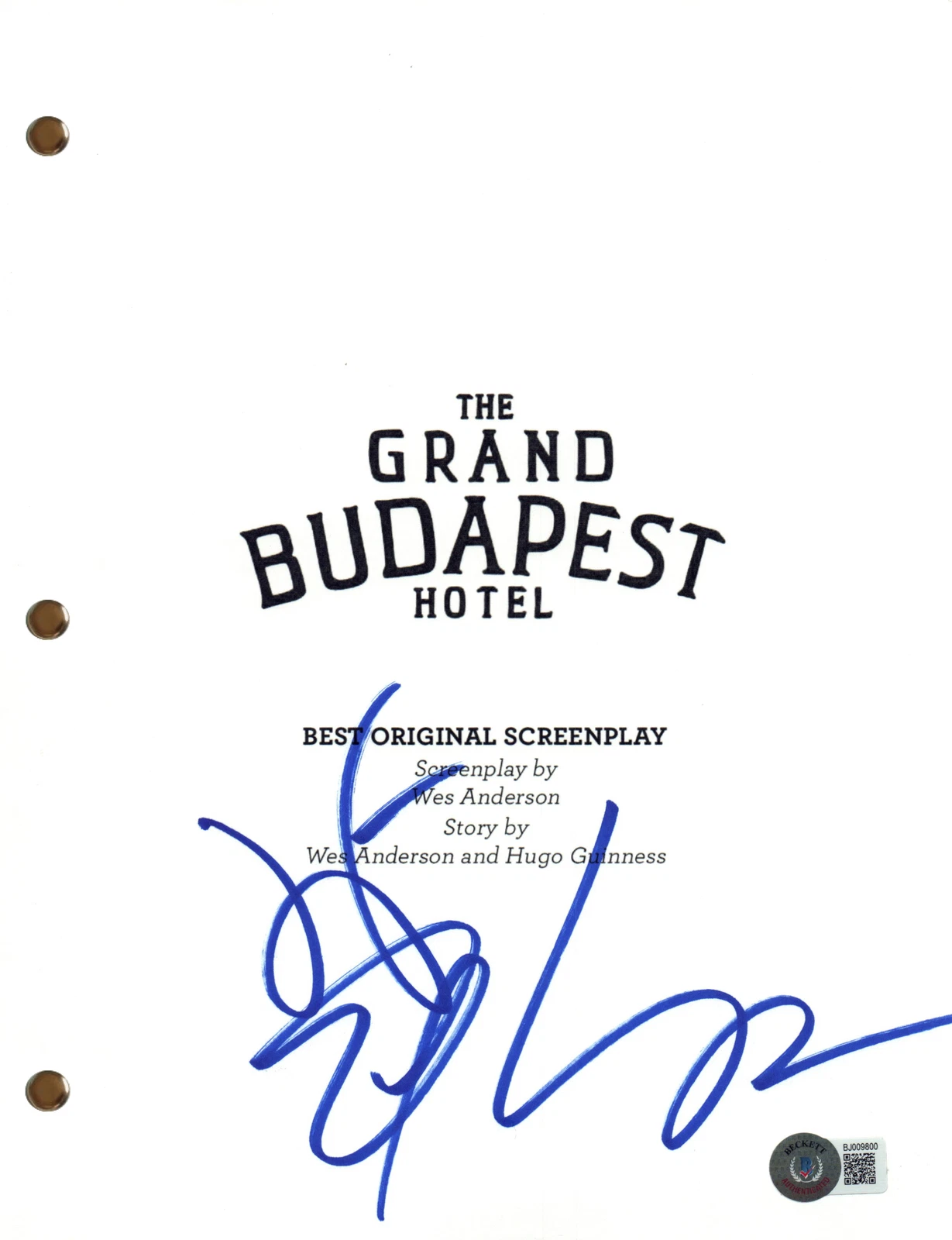 Jeff Goldblum Signed Autograph The Grand Budapest Hotel Movie Script Beckett COA