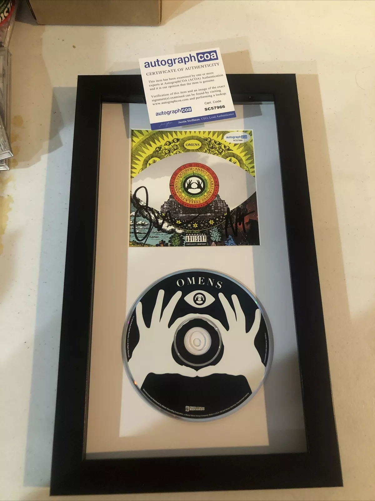 3OH!3 SIGNED AUTOGRAPH FRAMED CD DISPLAY ACOA OMENS SEAN & NATE COLLECTIBLE MEMORABILIA