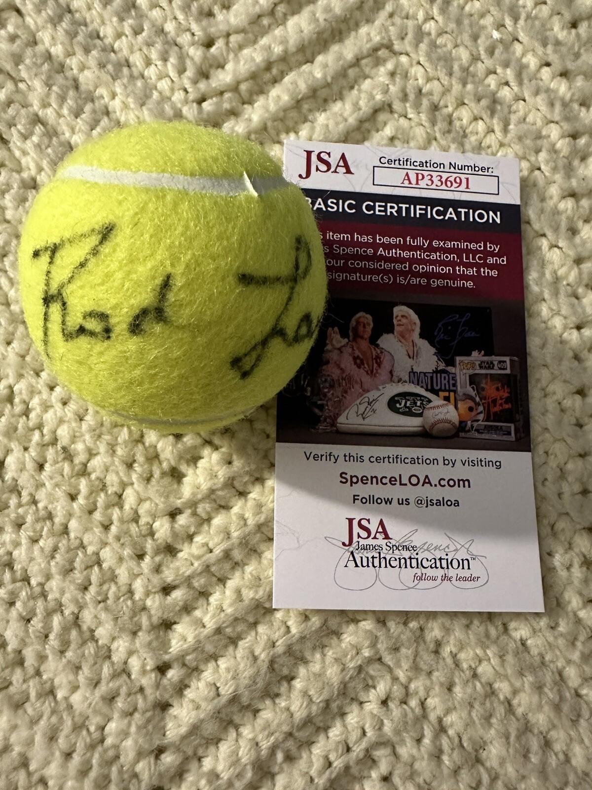 Rod Laver Signed Tennis Ball Autographed JSA Authentication COA