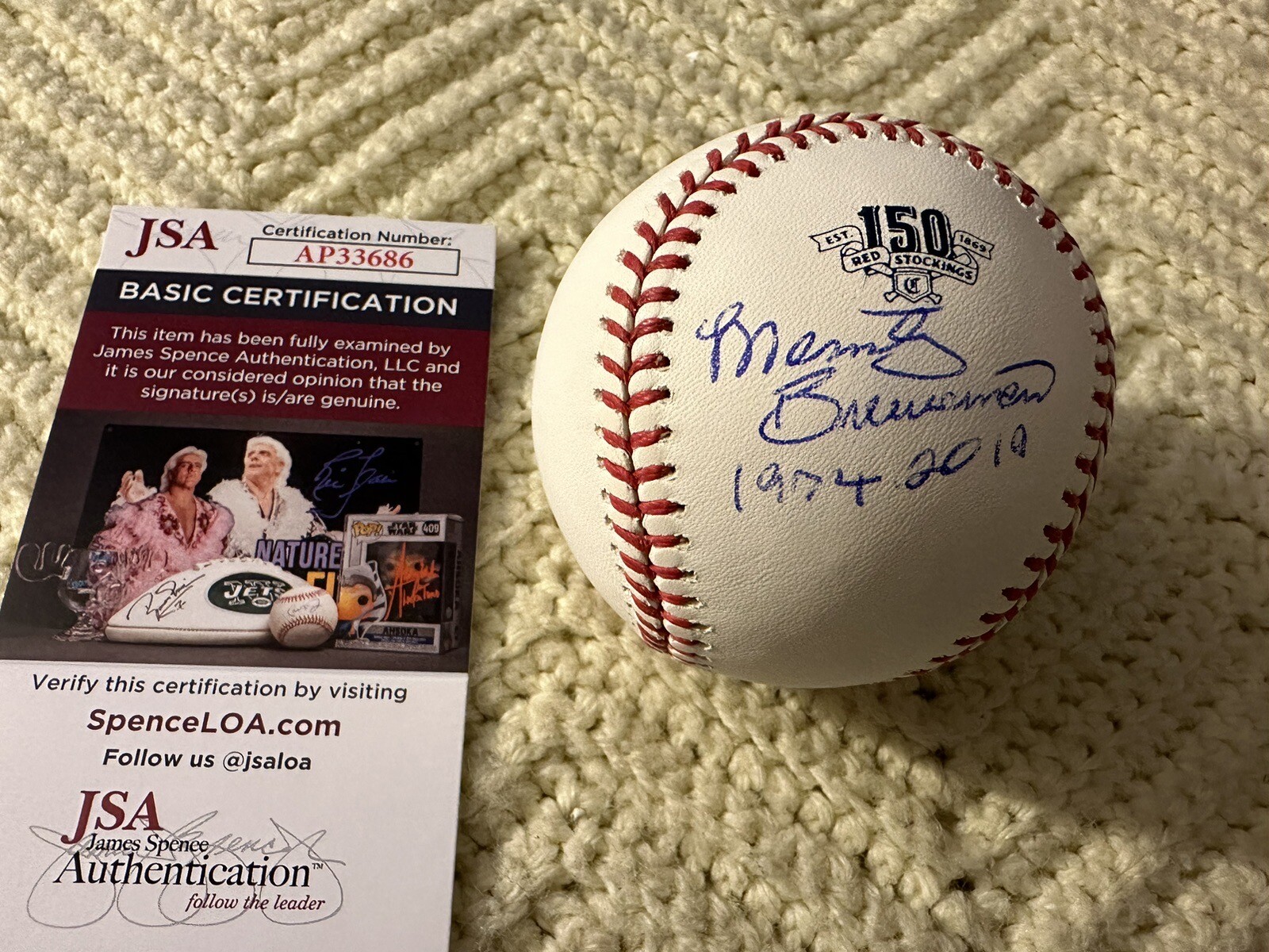 Marty Brennaman Signed Reds 150th Baseball Auth ROMLB JSA Authenticated COA