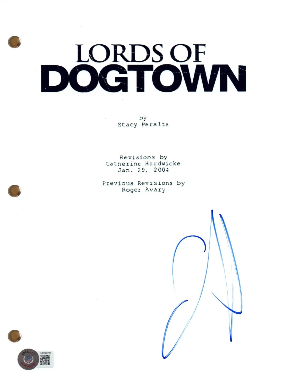 Emile Hirsch Signed Autograph Lords of Dogtown Full Movie Script Beckett COA