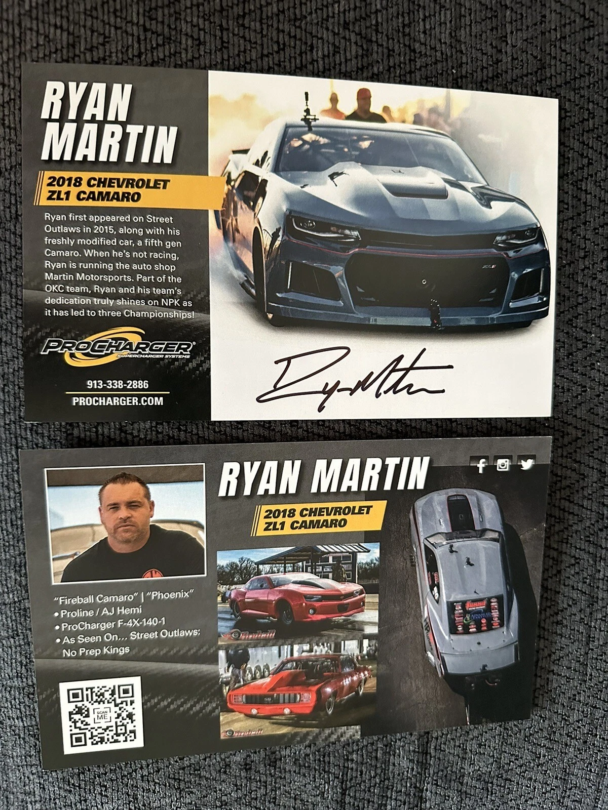 Ryan Martin Signed Street Outlaws Promo Card 2023 PRI Show Pro Charger