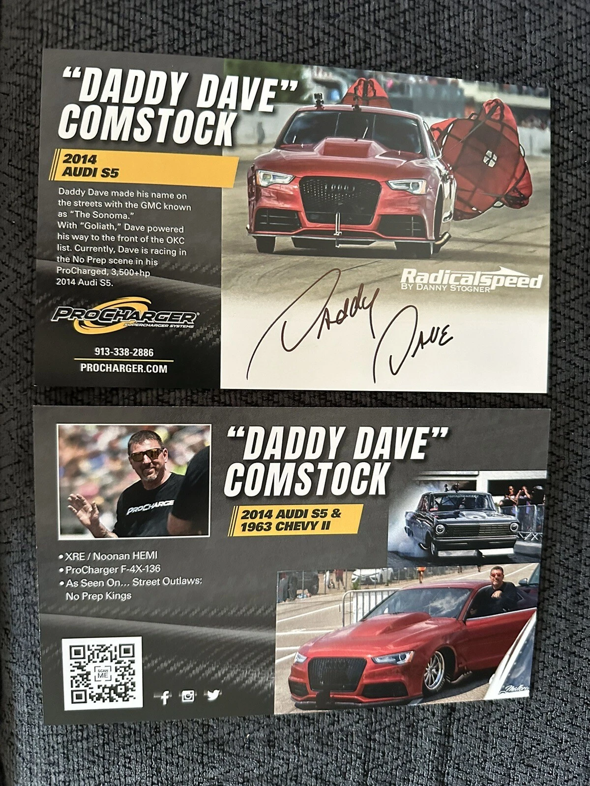 Daddy Dave Comstock Signed Street Outlaws Promo Card 2023 PRI Show Pro Charger