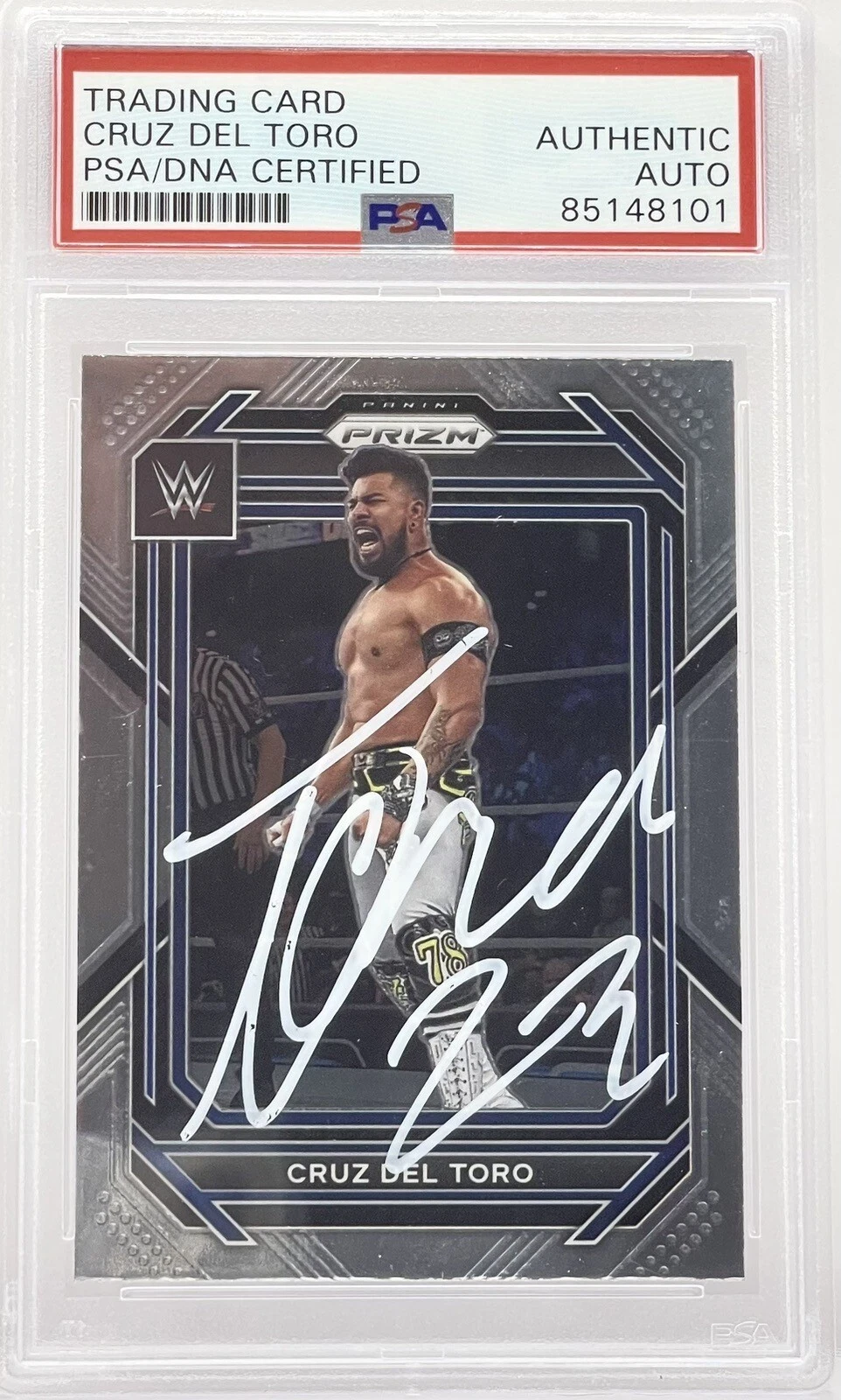 Cruz Del Toro Signed 2023 Prizm Card WWE Superstar PSA/DNA Slabbed