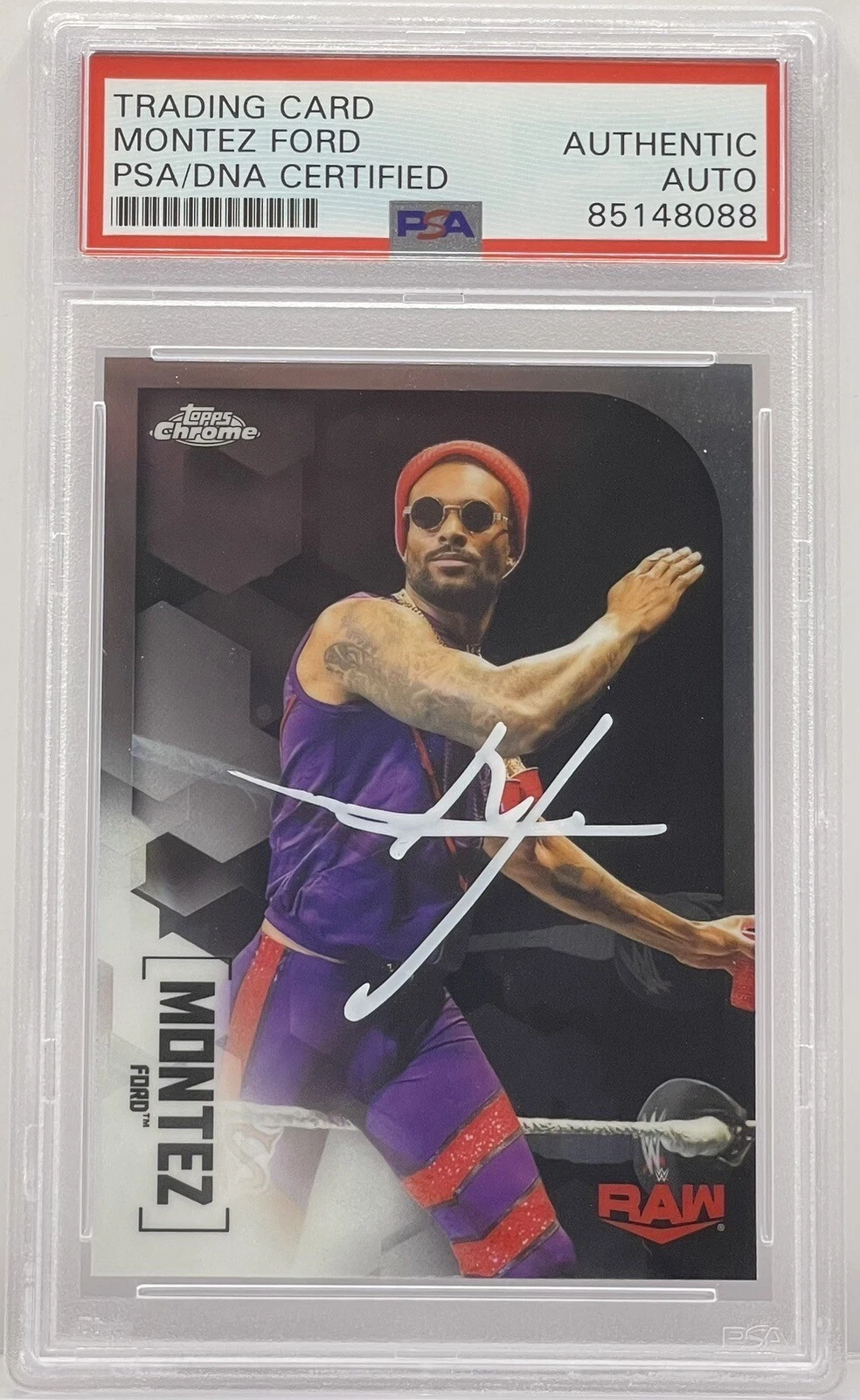 Montez Ford Signed 2020 Topps Chrome WWE Card PSA/DNA Slabbed