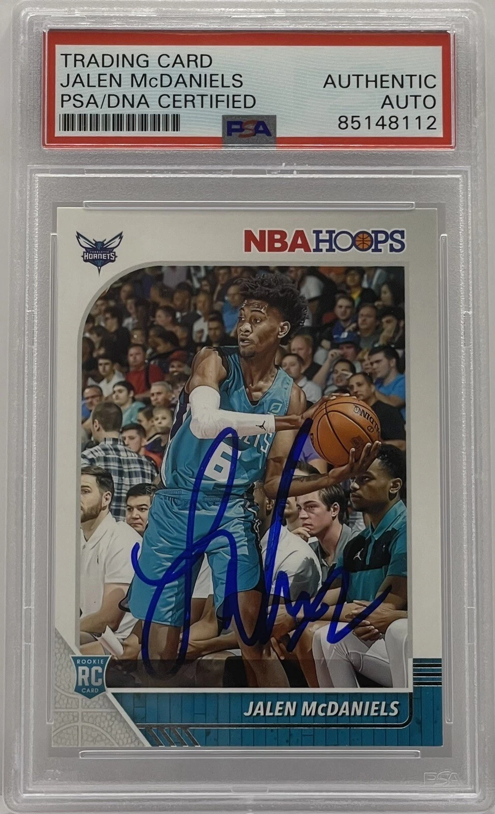 Jalen McDaniels Signed Auto 2019-20 NBA Hoops Rookie Card Hornets PSA/DNA Slab