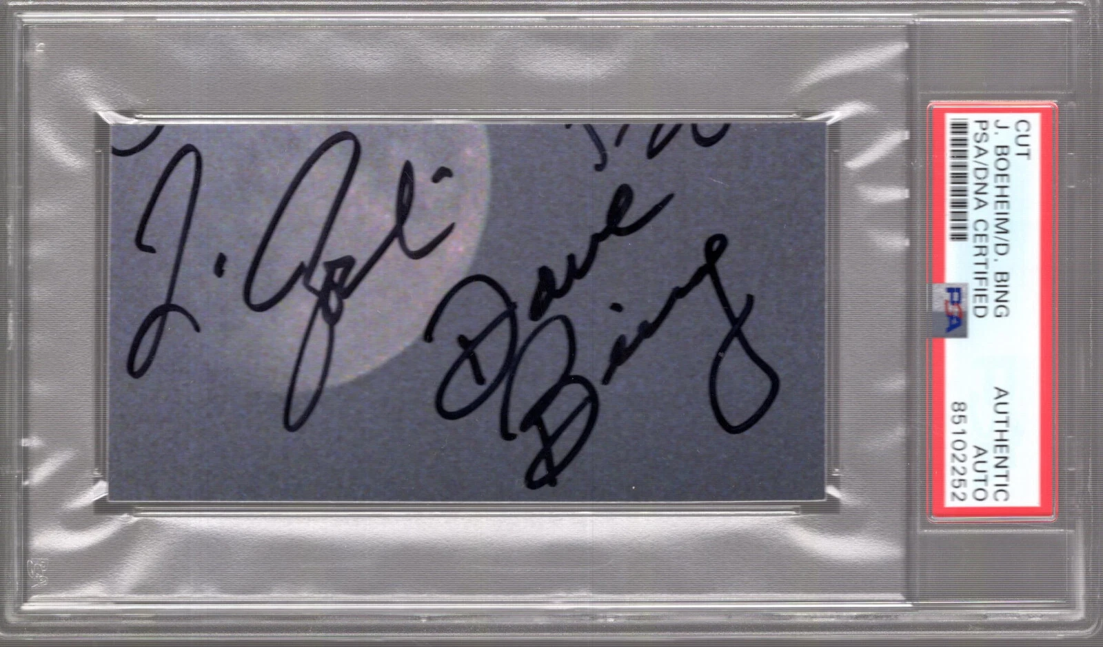 JIM BOEHEIM+DAVE BING HAND SIGNED CUT SIGNATURES SYRACUSE BK PSA SLABBED