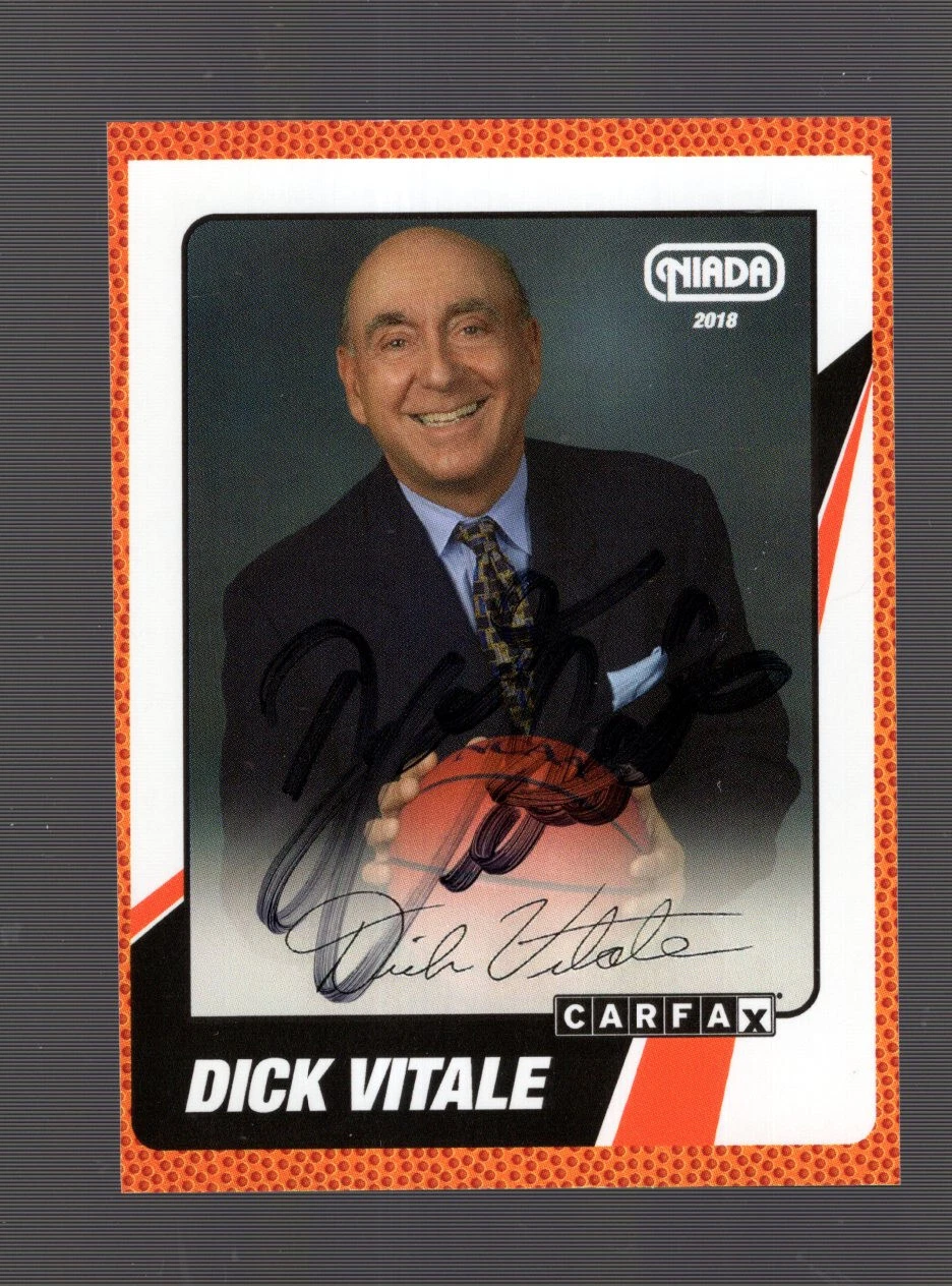 DICK VITALE HAND SIGNED 2018 CARFAX BASKETBALL CARD+COA BASKETBALL LEGEND