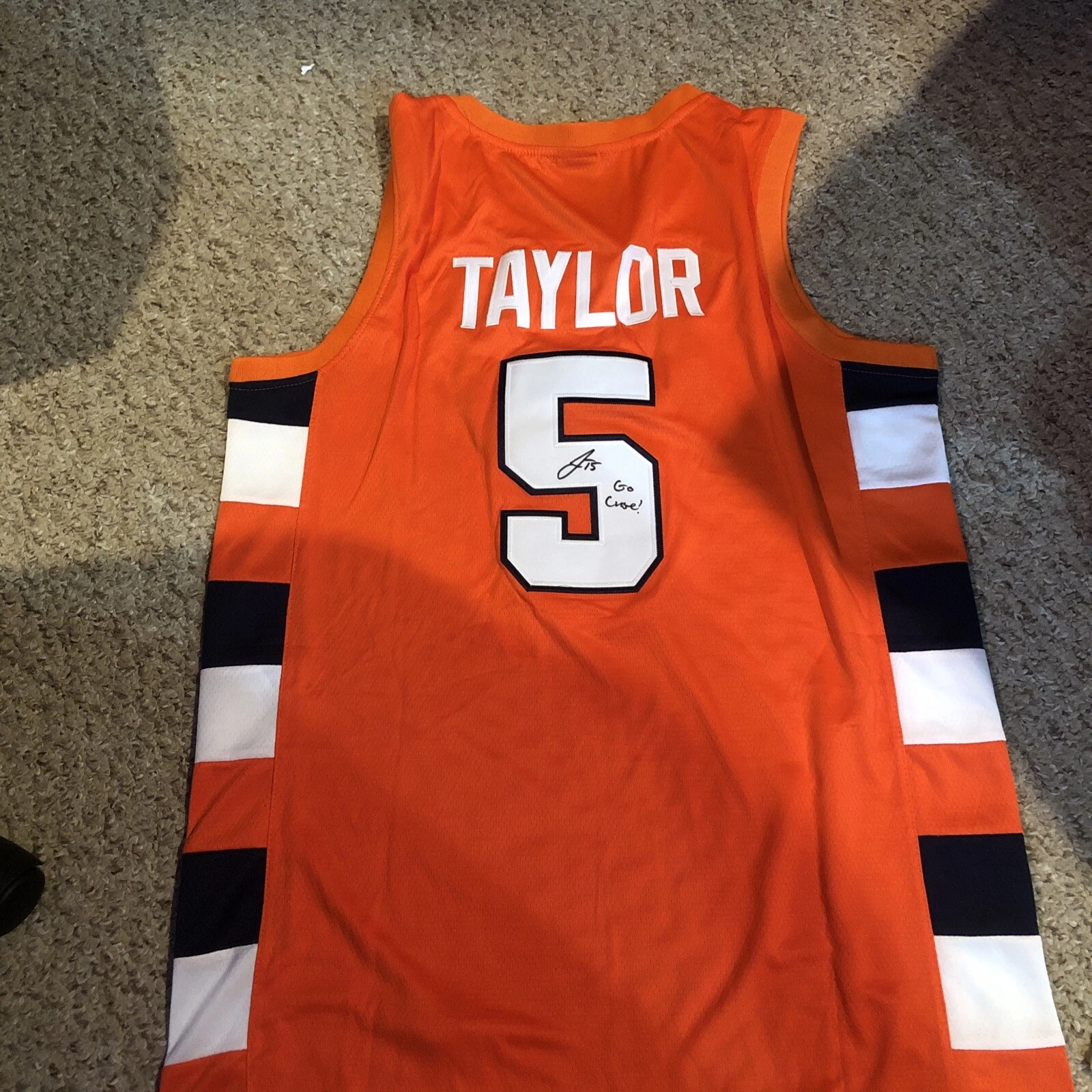 SYRACUSE ORANGE- JUSTIN TAYLOR SIGNED AUTOGRAPH JERSEY COA CUSE BASKETBALL COLLECTIBLE MEMORABILIA