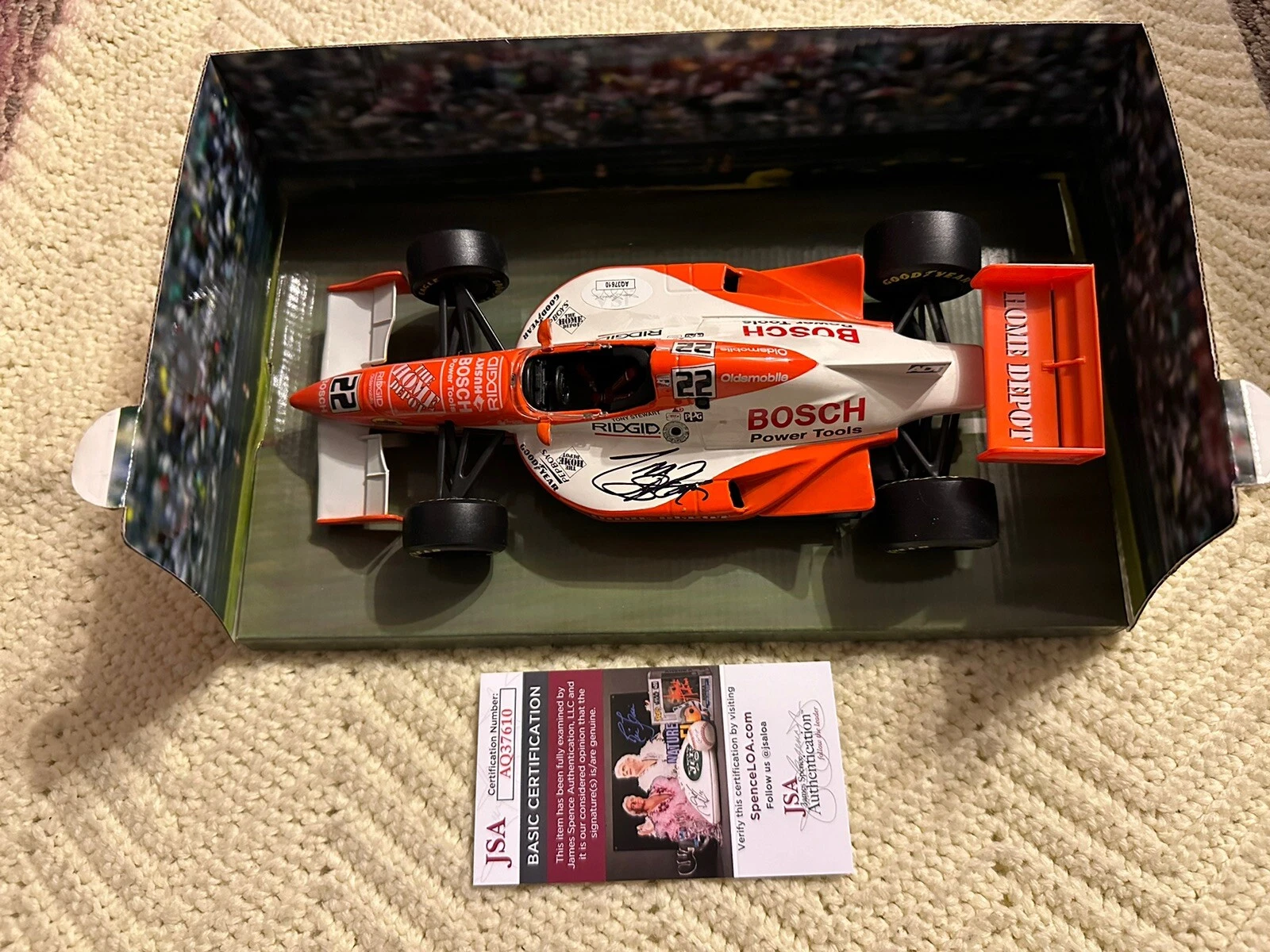 TONY STEWART SIGNED 1:18 SCALE 1997 INDY 500 DIECAST JSA AUTHENTICATION COA COLLECTIBLE MEMORABILIA