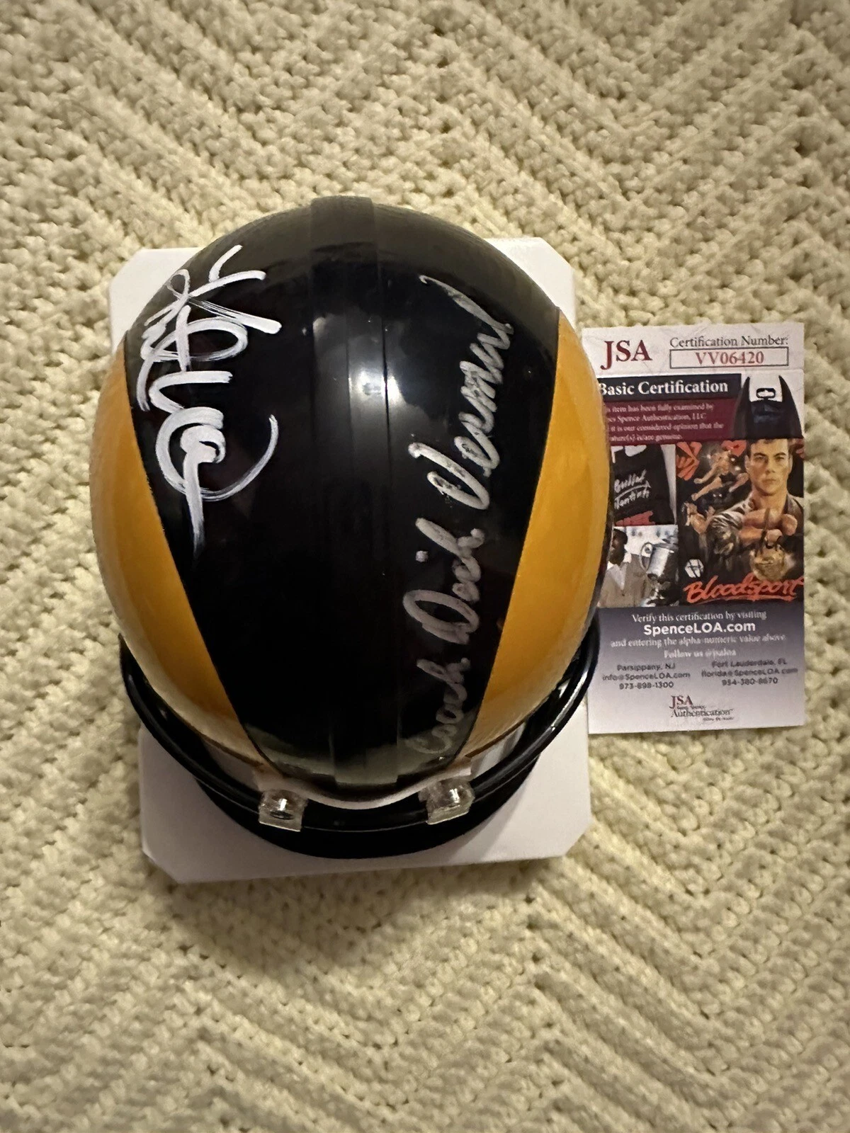 Dick Vermeil Kurt Warner Signed Mini Helmet Rams Autograph JSA Authenticated COA