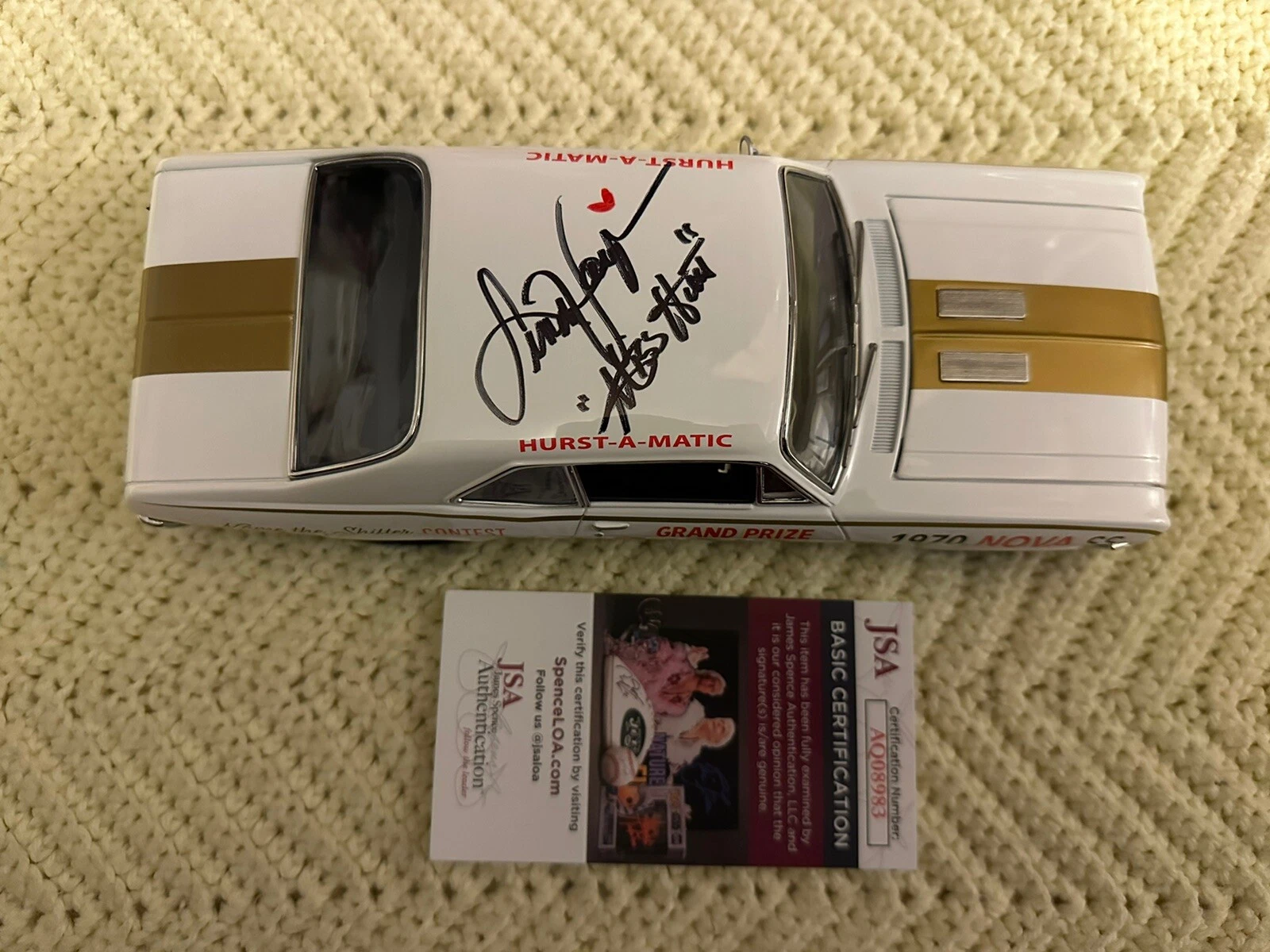 Linda Vaughn Signed 1:18 Scale 70 Nova Diecast JSA Authenticatied COA Miss Hurst