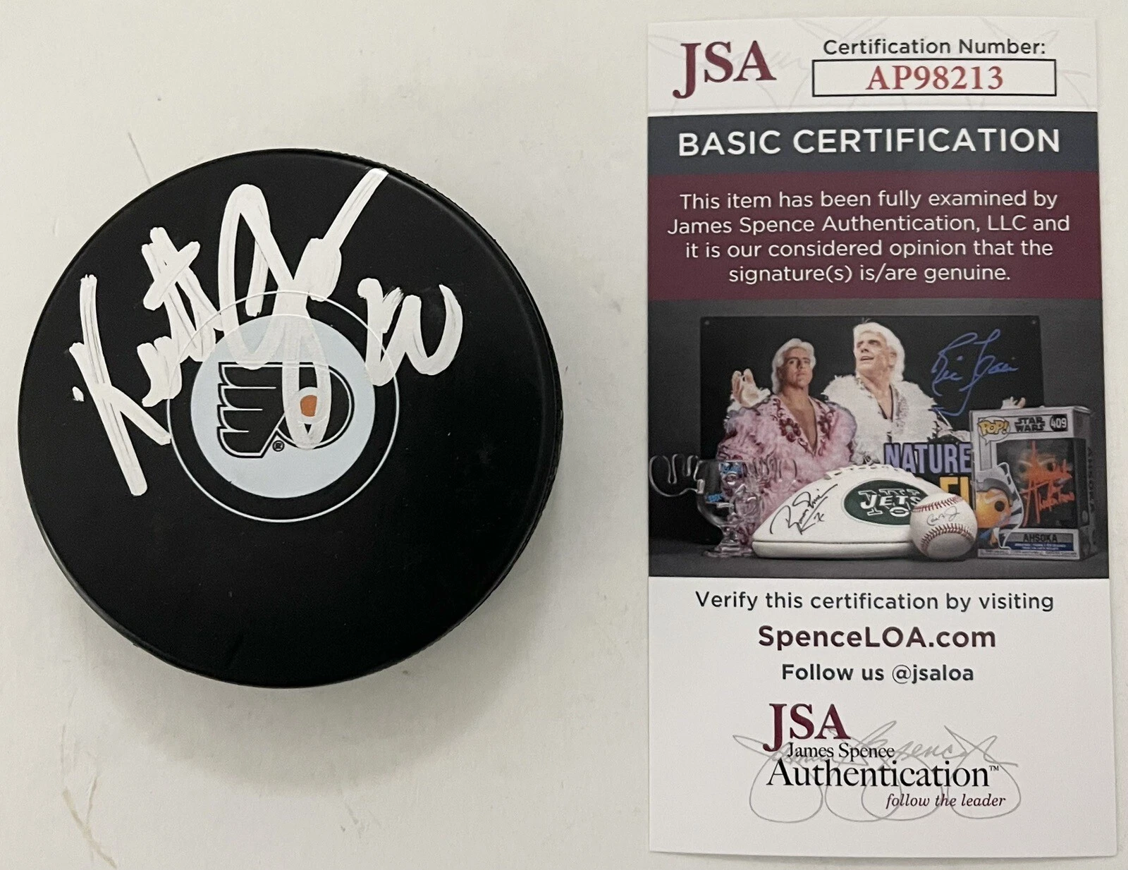 Keith Jones Signed Autographed Philadelphia Flyers Logo Hockey Puck JSA