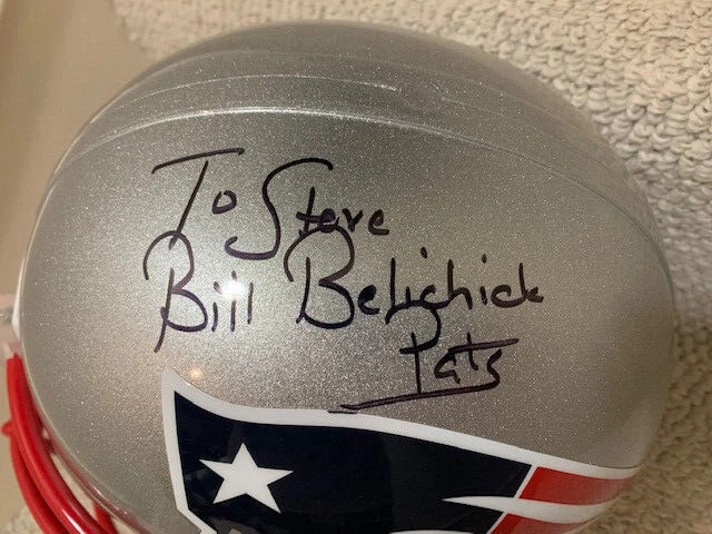 BILL BELICHICK SIGNED FULL SIZE PATRIOTS HELMET JSA LETTER SIGNED TO STEVE