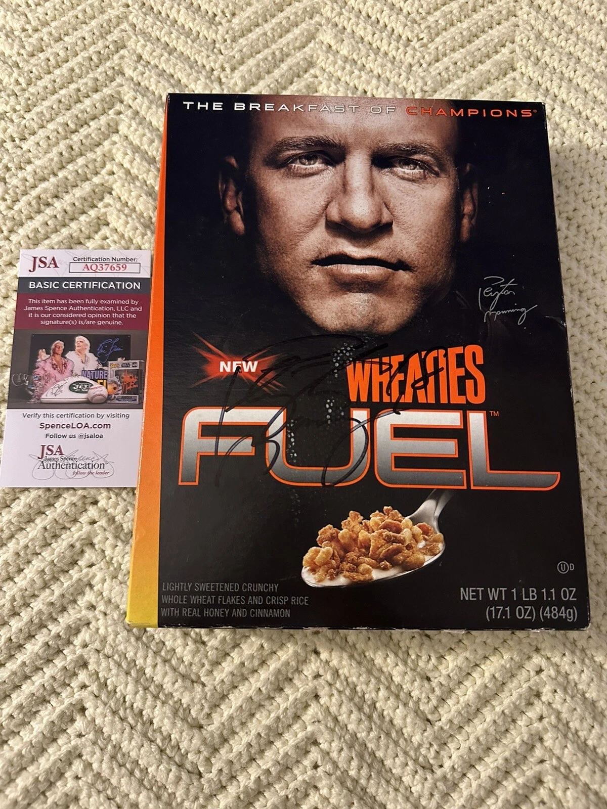 Peyton Manning Signed Wheaties Fuel Box Autographed Colts JSA Authenticated COA