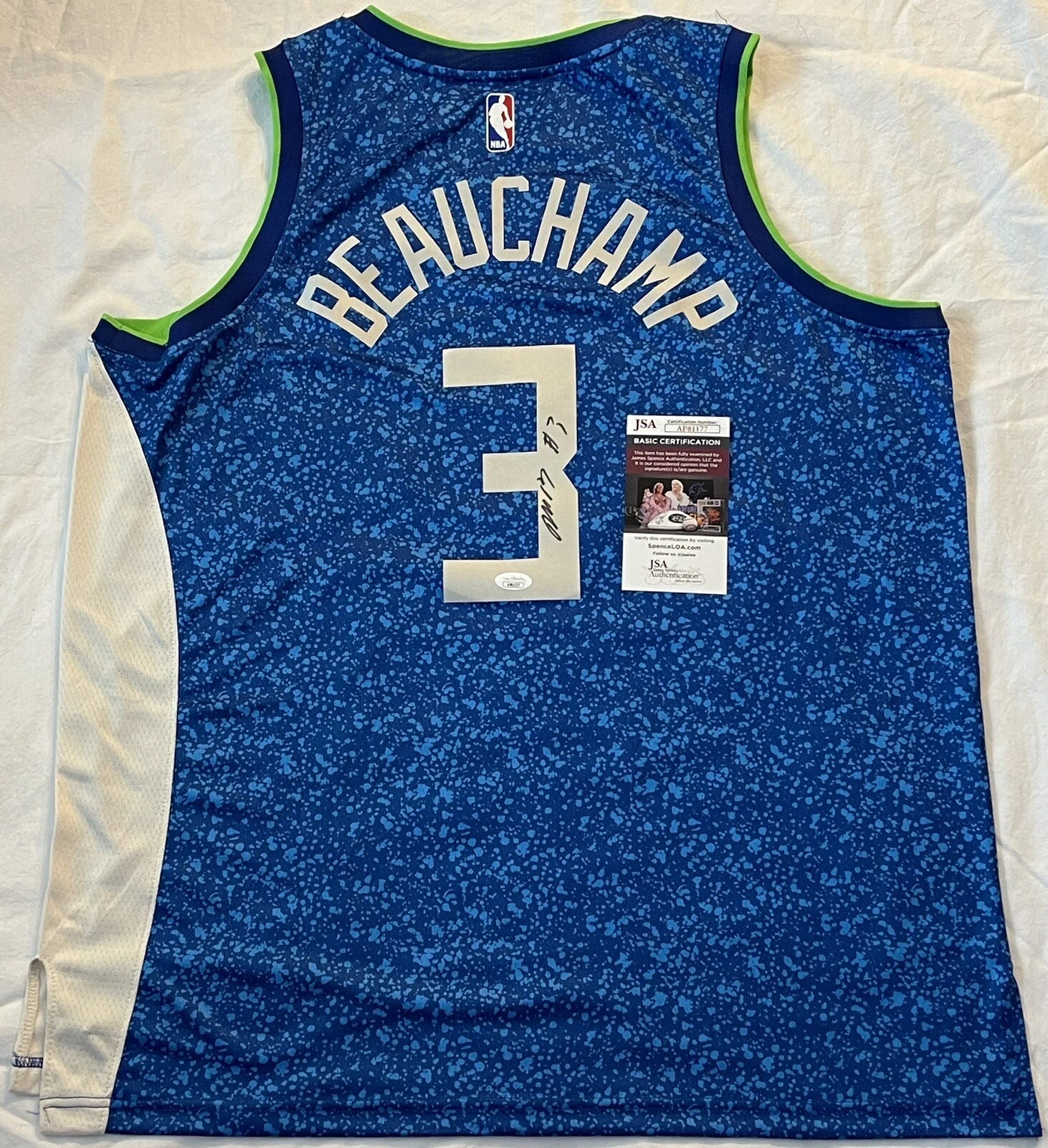 MarJon Beauchamp Signed Autographed Milwaukee Bucks Jersey JSA COA