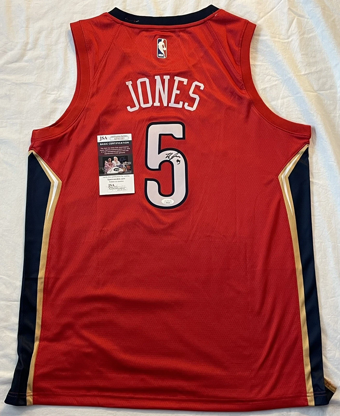 Herbert Jones Signed Autographed New Orleans Pelicans Jersey JSA COA