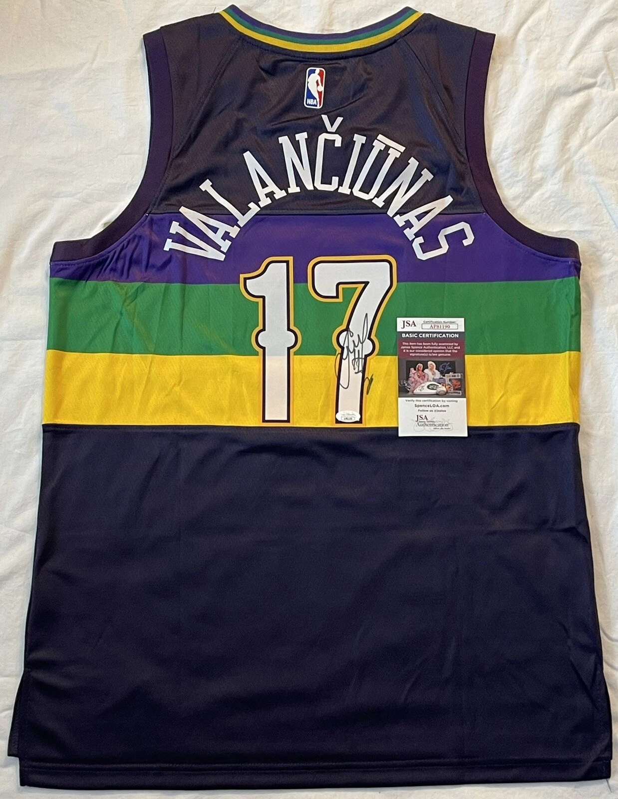 Jonas Valanciunas Signed Autographed New Orleans Pelicans Jersey JSA COA