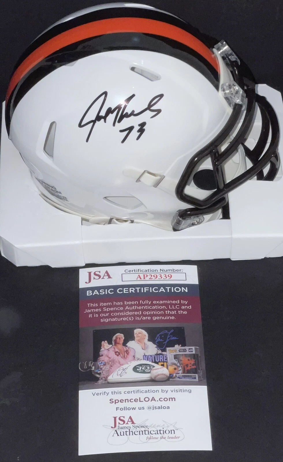 Joe Thomas Signed Autographed Cleveland Browns White Mini Helmet JSA